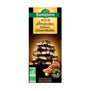 TABLETTE CHOCOLAT NOIR AUX AMANDES ENTIERES CARAMELISEES